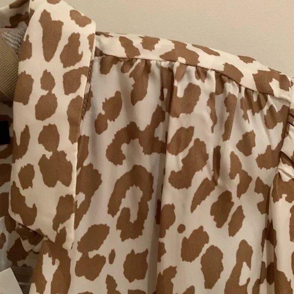 J CREW TIE-WAIST SHIRTDRESS BROWN CREAM LEOPARD PRINT LONG SILHOUETTE SIZE 8 - Picture 11 of 14